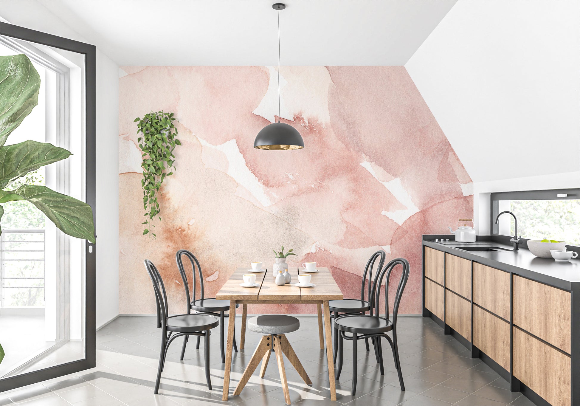 Elegant blush pink abstract wallpaper for minimalist spaces.