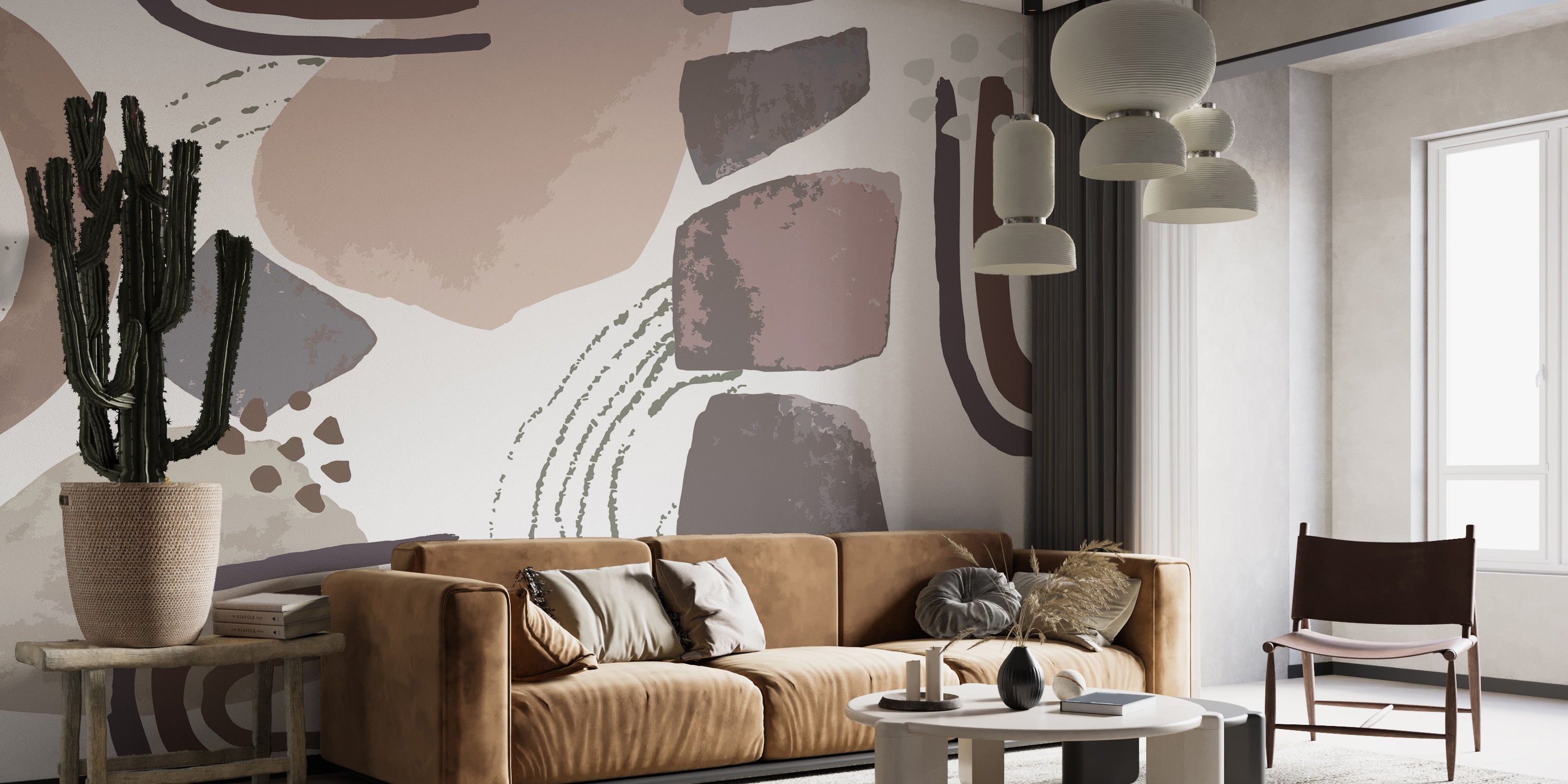 Minimalist abstract wallpaper mural for Scandinavian interiors.