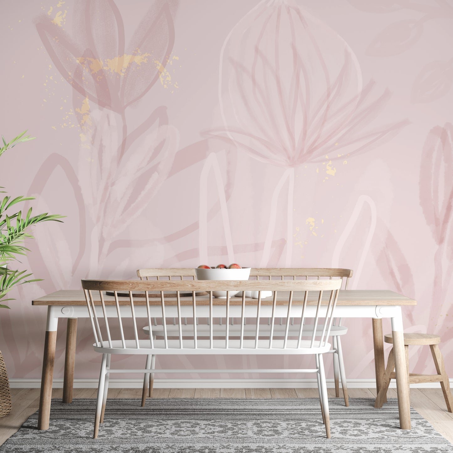 Pink Blush Flowers Wallpaper Mural