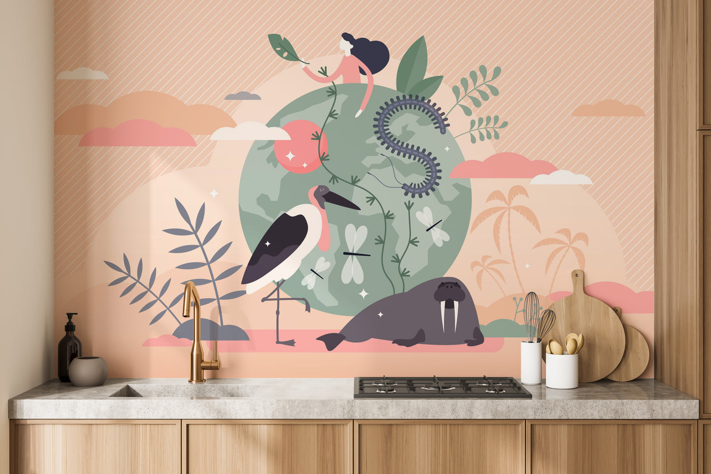 Wildlife Over Earth Wallpaper Mural