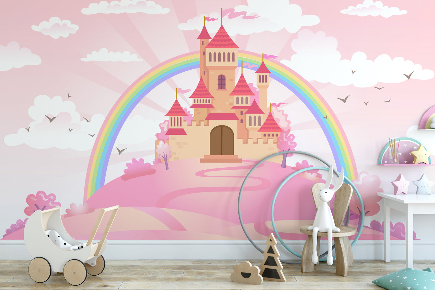 Pink Princess Castle wallpapers Mural