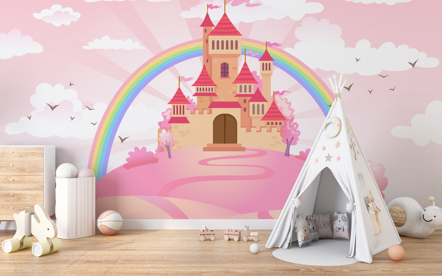 Pink Princess Castle wallpapers Mural