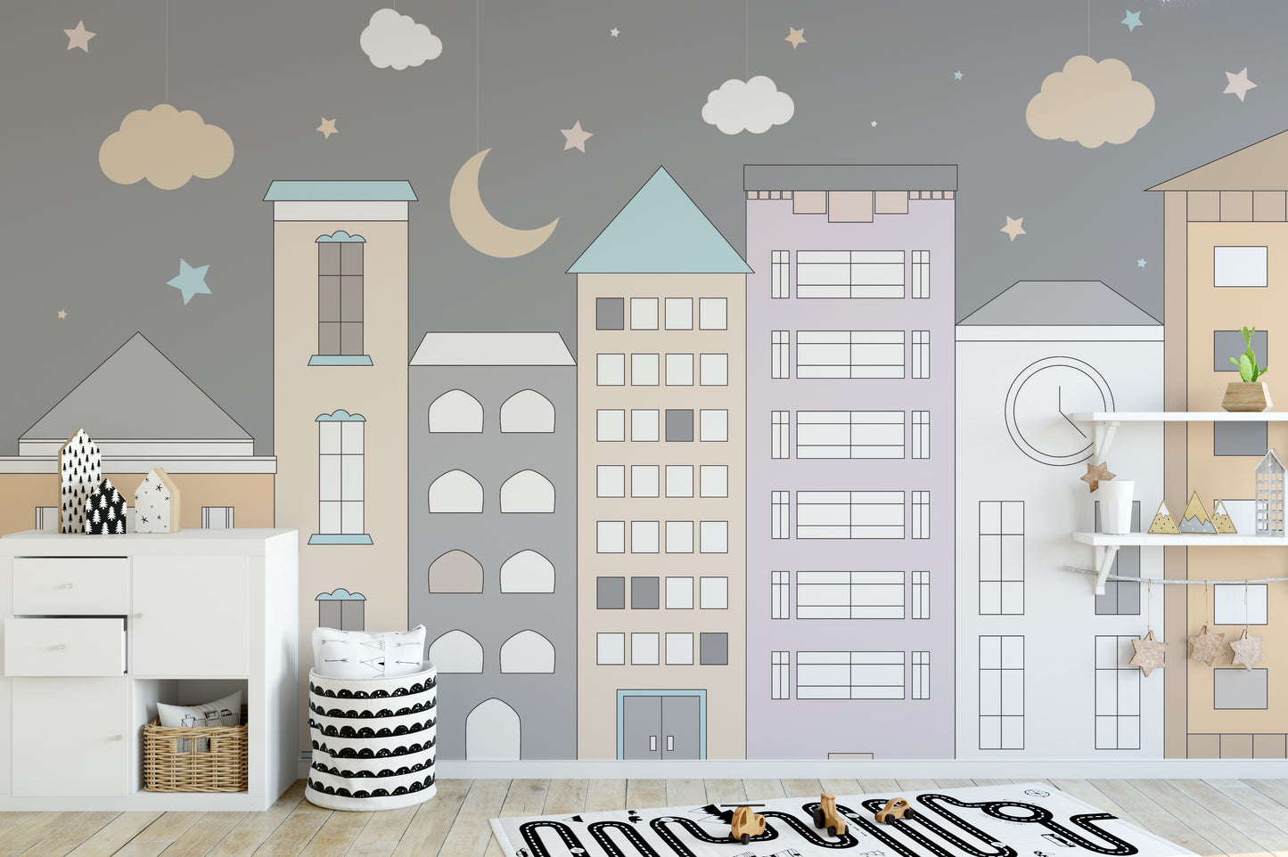 Kids Room Town Wallpaper - Giffywalls