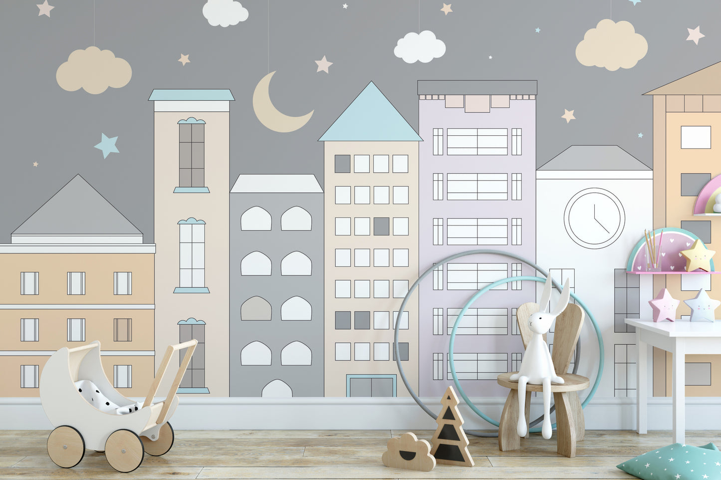 Kids Room Town Wallpaper - Giffywalls