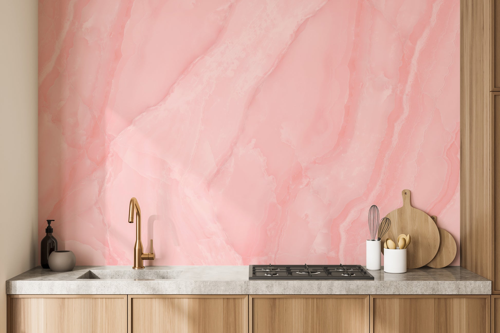 Modern pink marble wallpaper for chic interior decor