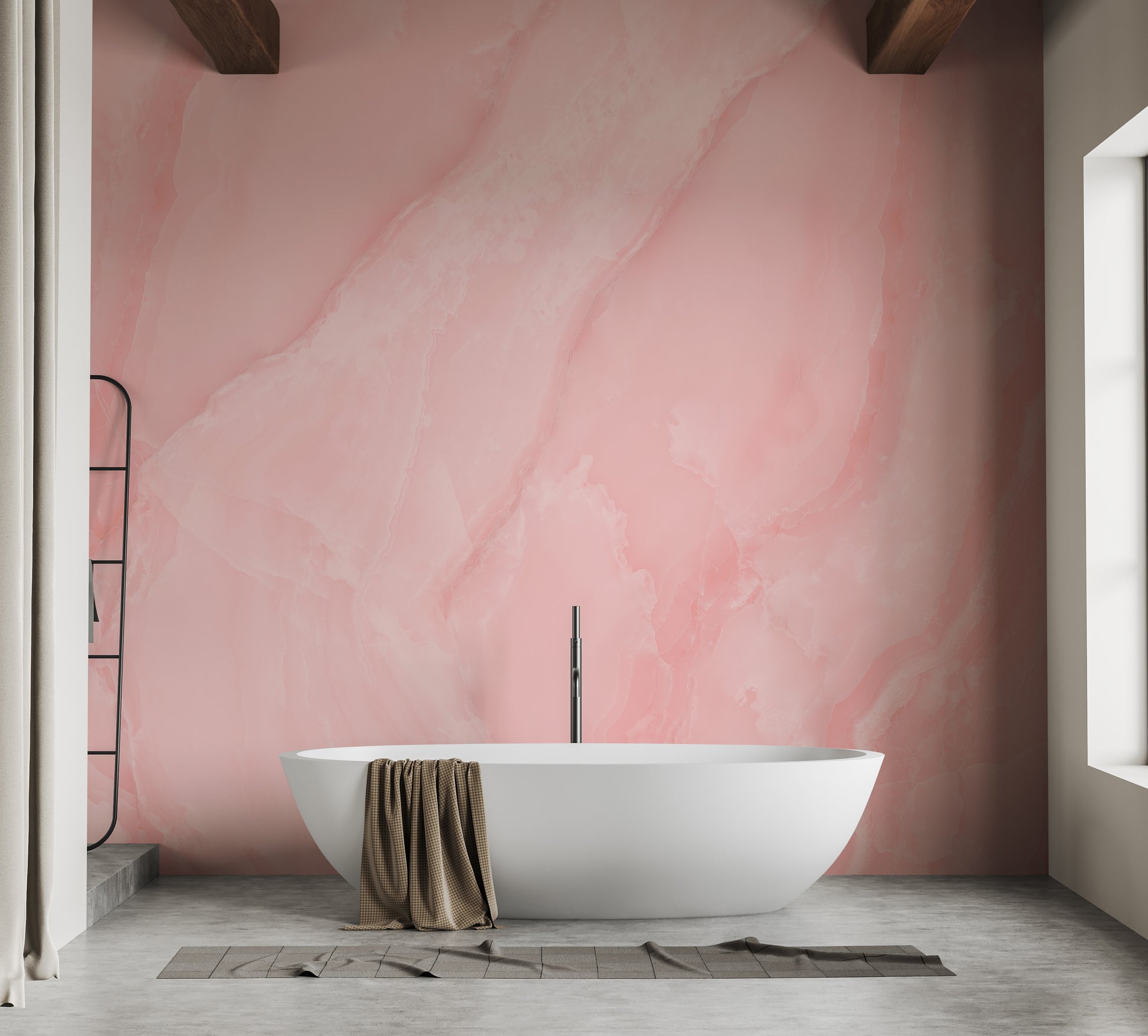 Pink marble wallpaper with elegant white veins design