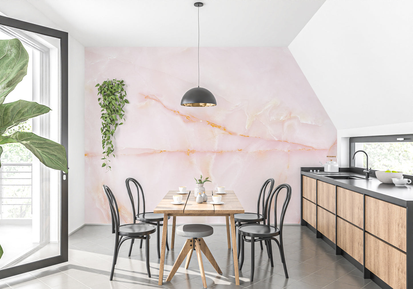 Natural Smooth Pink Onyx Marble Stone Wallpaper Murals