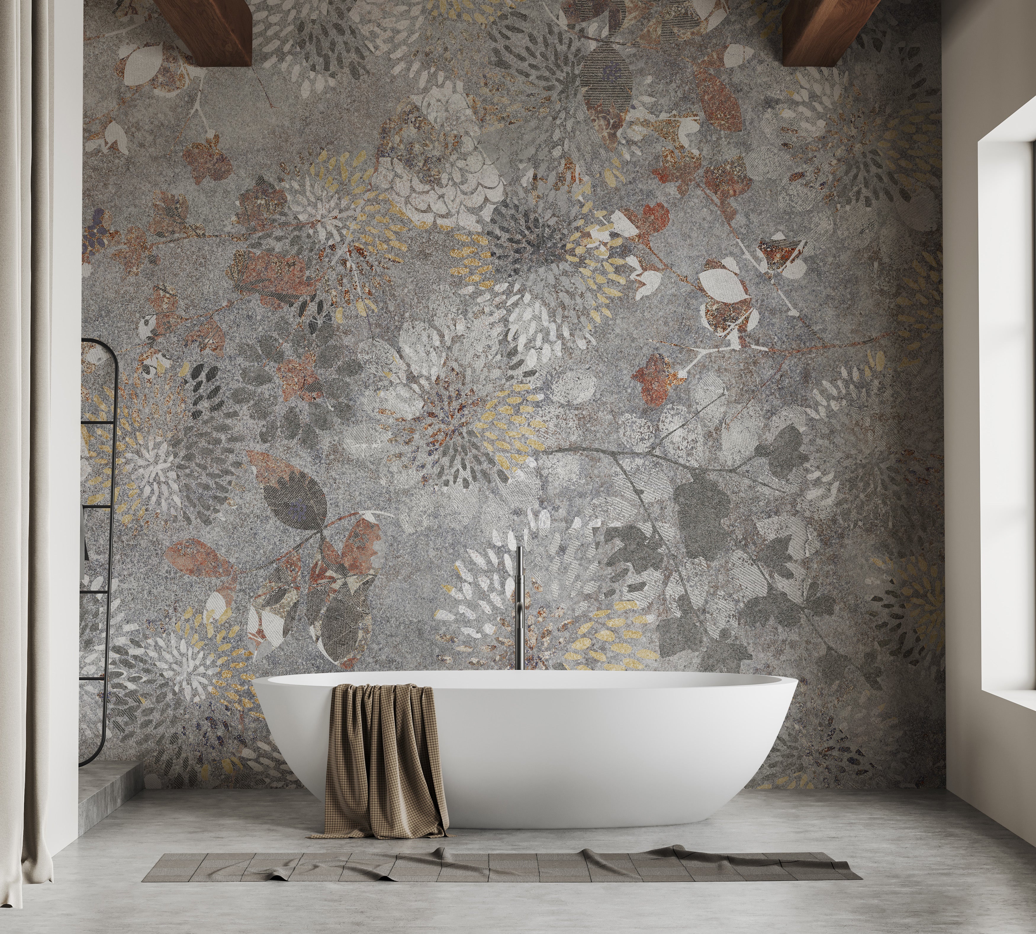 Luxury flower wallpaper mural with delicate floral design