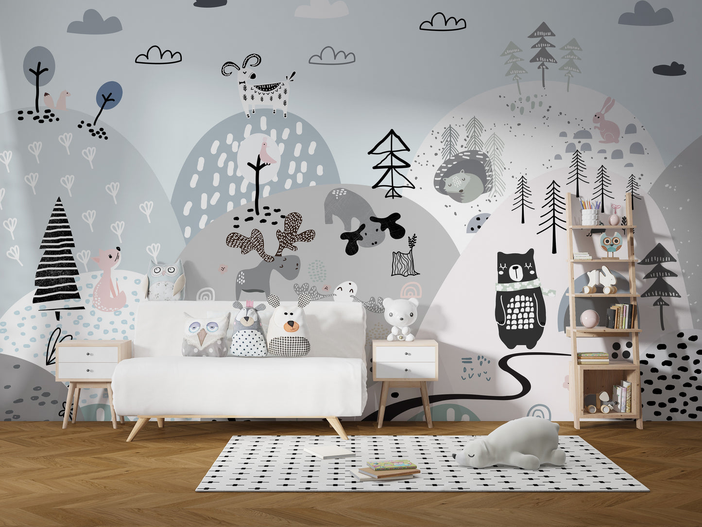 Animals on the Hills Wallpaper Mural