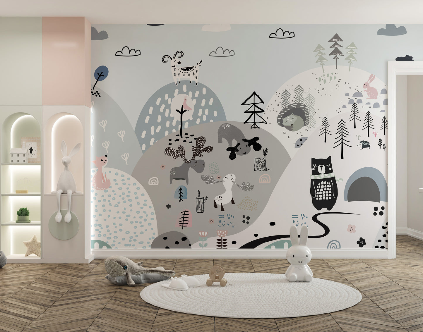 Animals on the Hills Wallpaper Mural