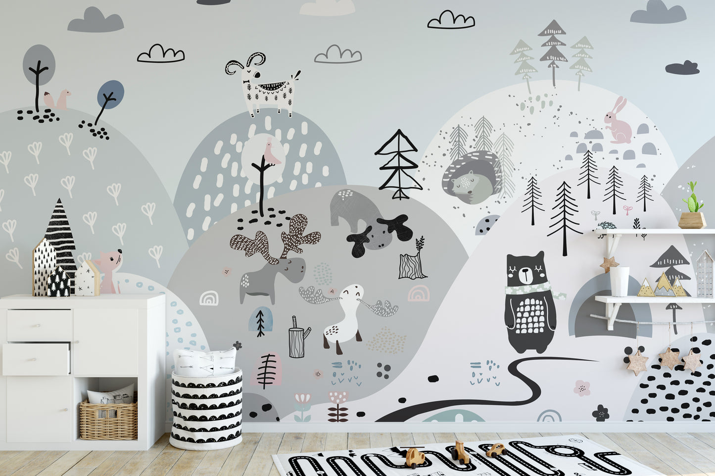 Animals on the Hills Wallpaper Mural