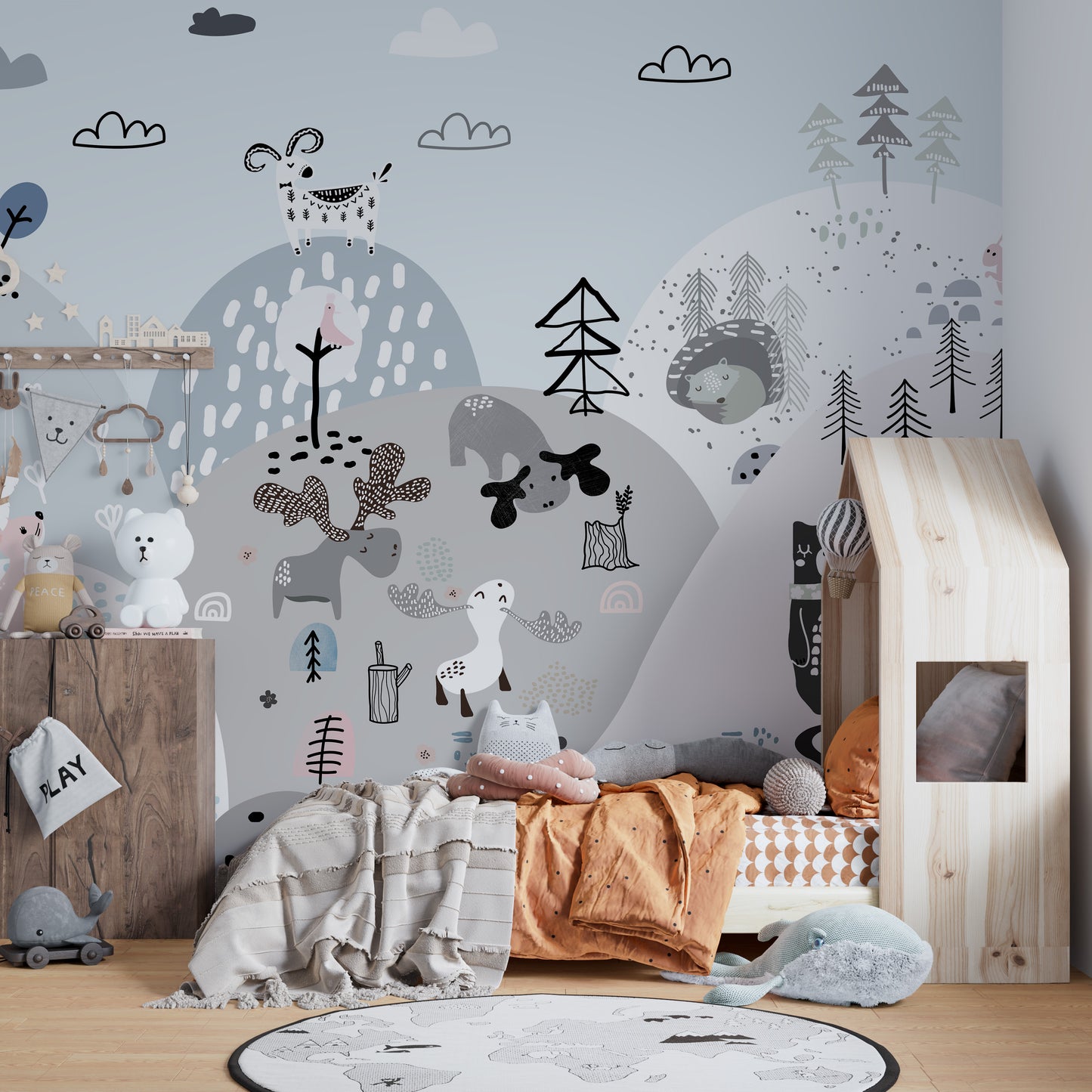 Animals on the Hills Wallpaper Mural