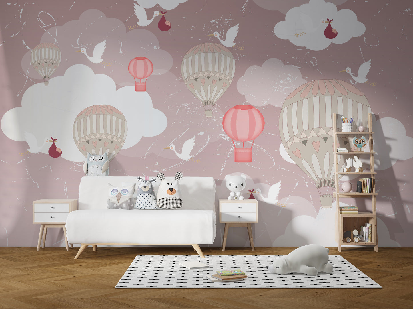 3D Hot Air Balloon Wallpaper Mural