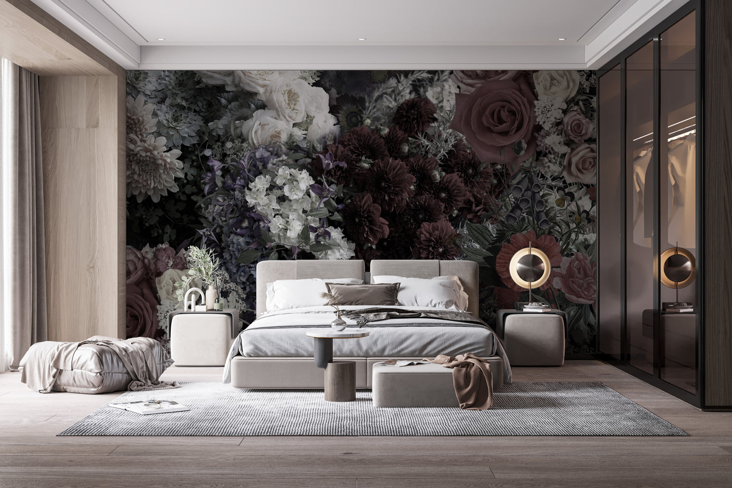 Dark Floral Wallpaper Mural