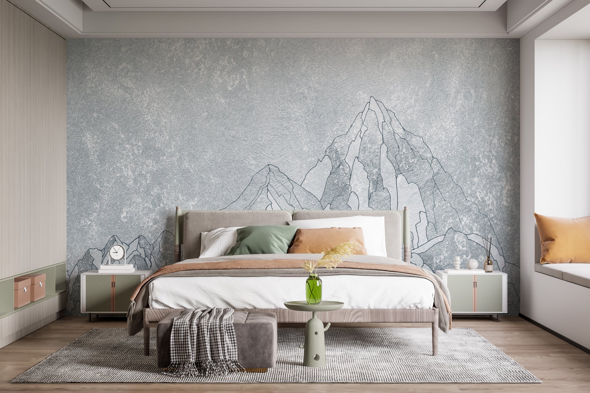 Wallpaper mural featuring Everest's snowy mountain peaks.