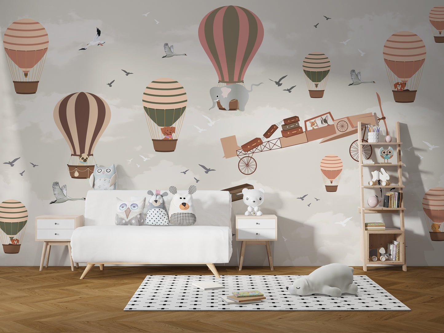 Kids' room wallpaper with charming animal adventures