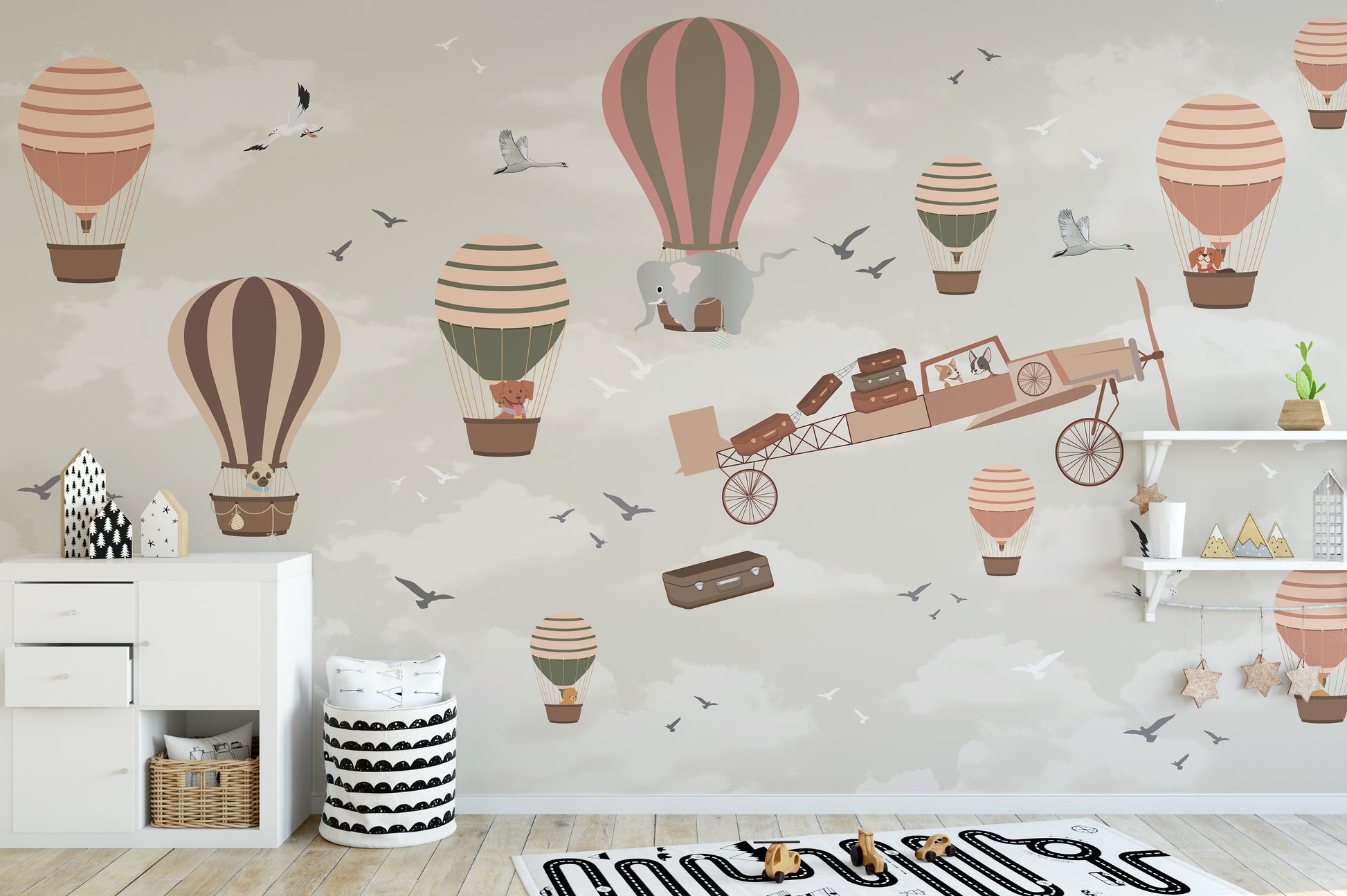 Creative wall mural wallpaper with sky-high adventures