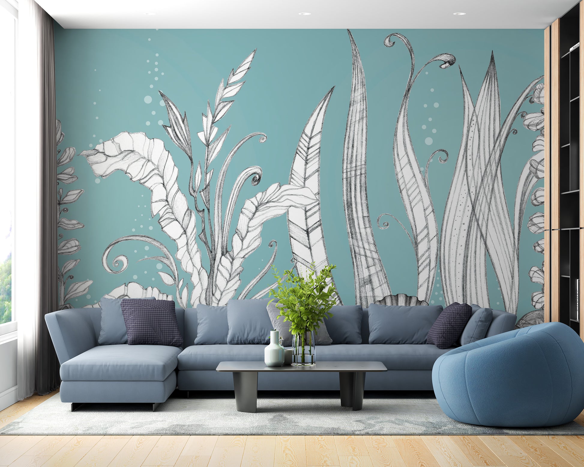 Artistic hand-drawn floral wallpaper for nature lovers.