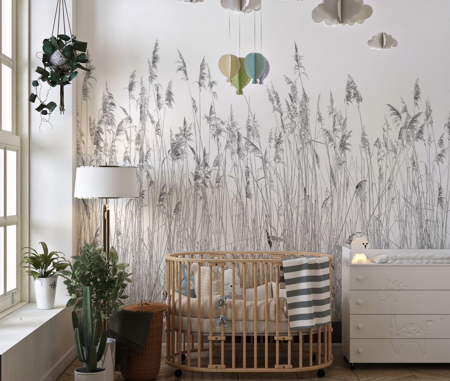 Gray Canebrake Wallpaper Mural - Giffywalls