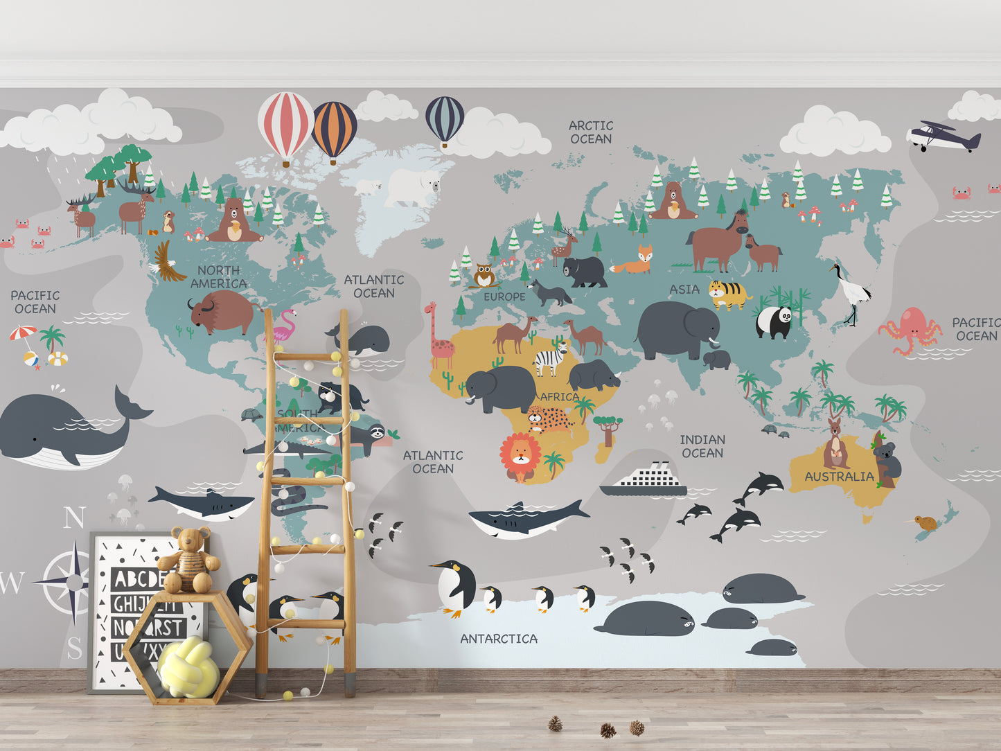 Children's World Map Wallpaper - Giffywalls