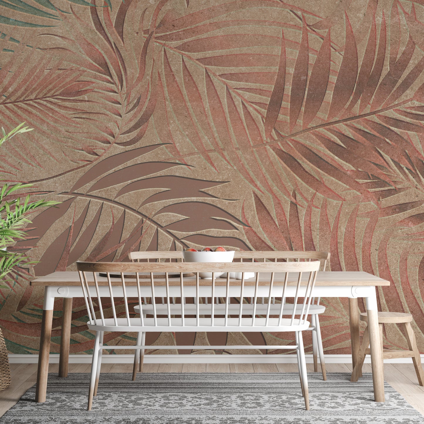 Tropical Copper Leaves Wallpaper Murals