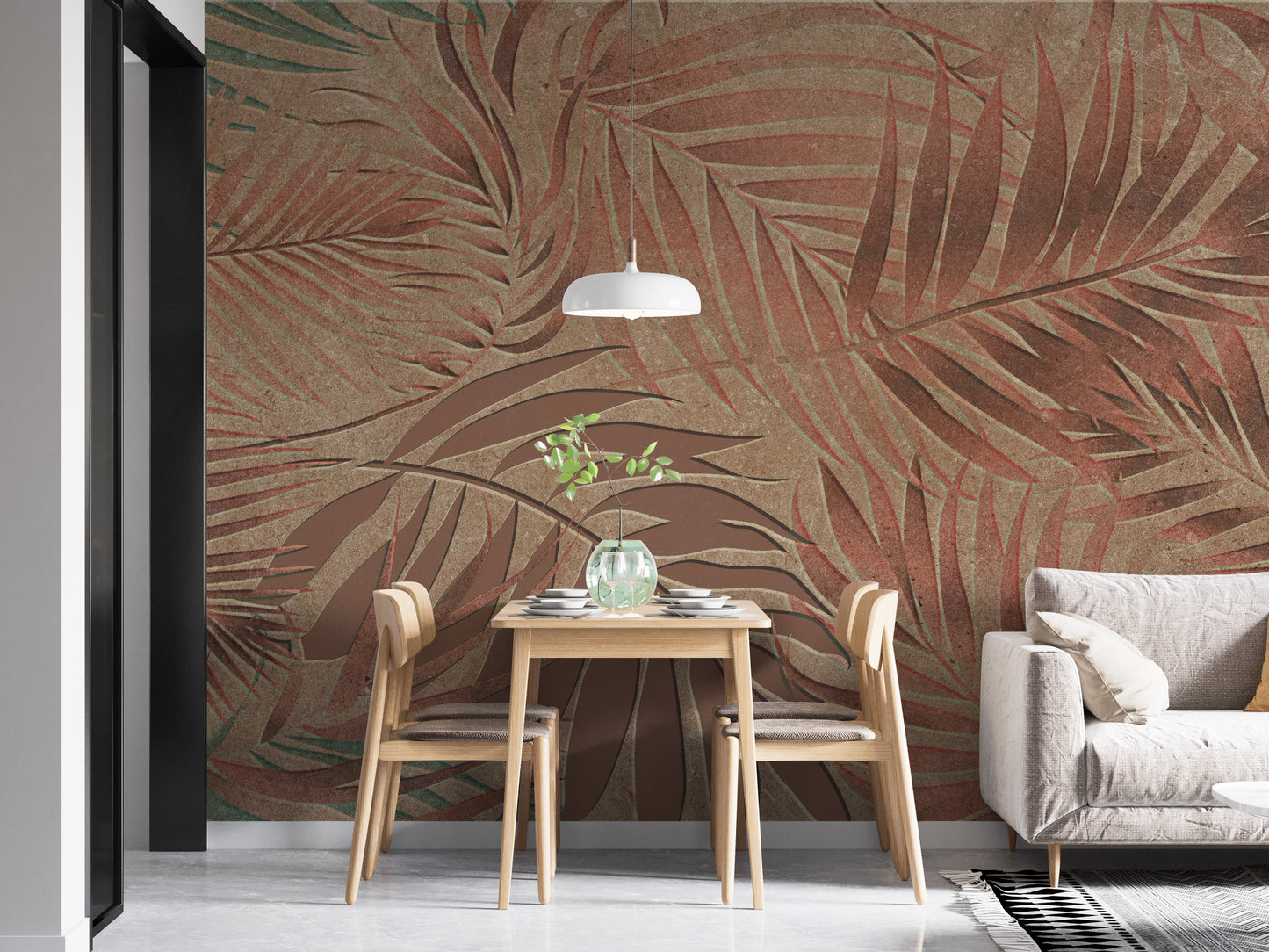 Tropical Copper Leaves Wallpaper Murals