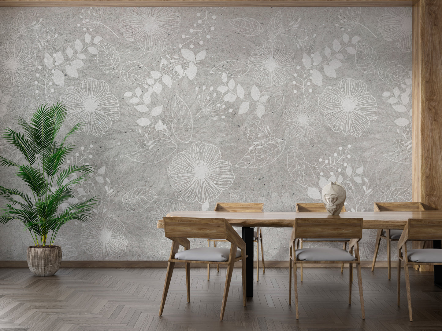 Elegant White and Gray Floral Wallpaper - Giffywalls