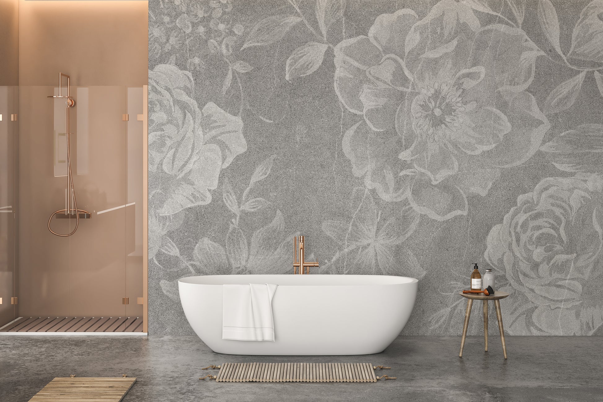 Vintage-inspired floral mural