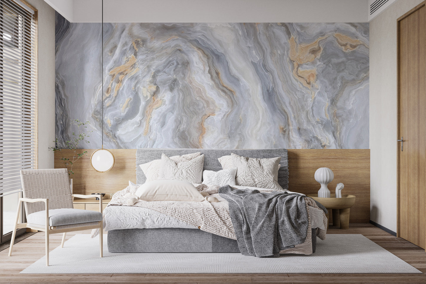 Contemporary chic marble effect mural