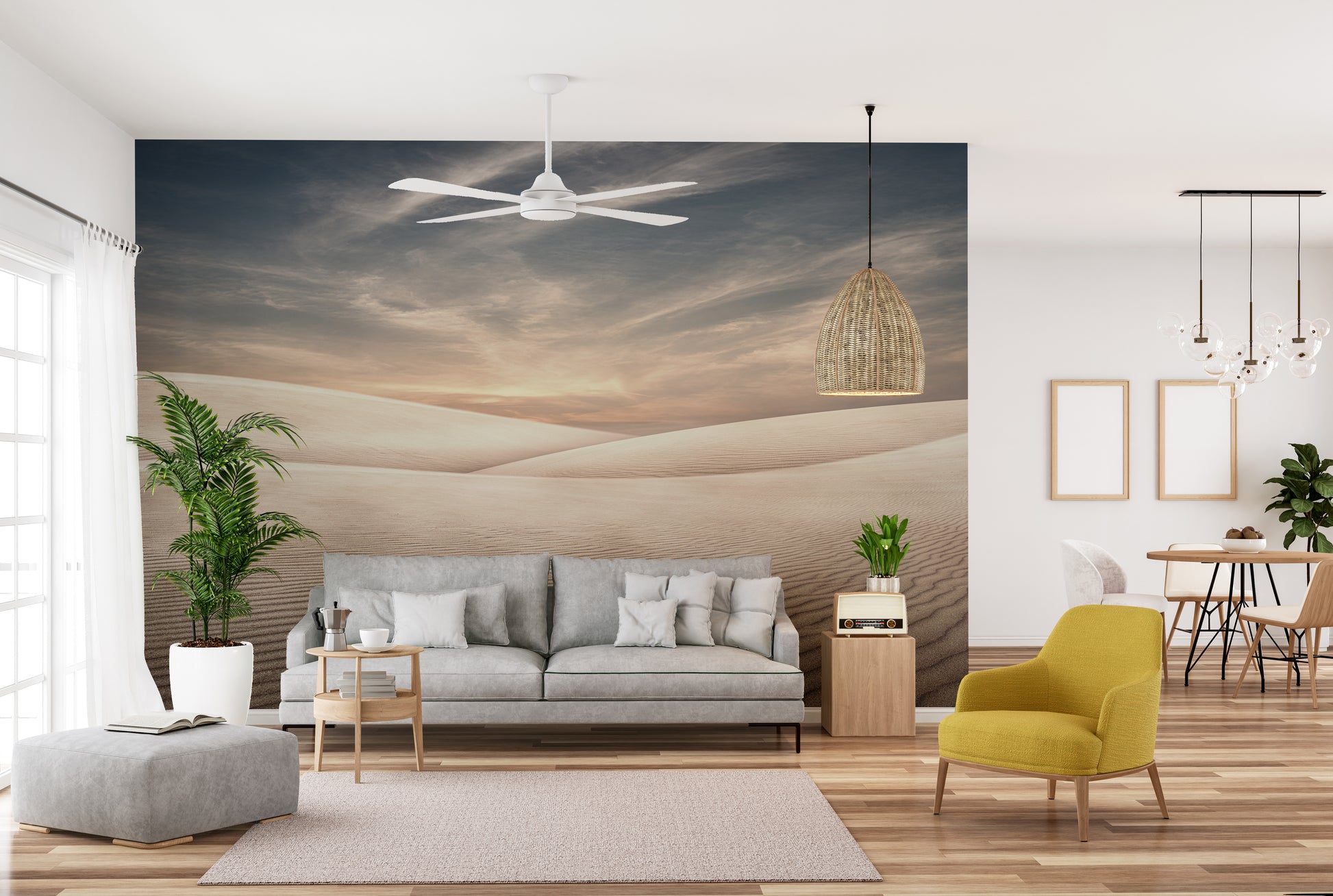 Peaceful dunes captured in a mural design