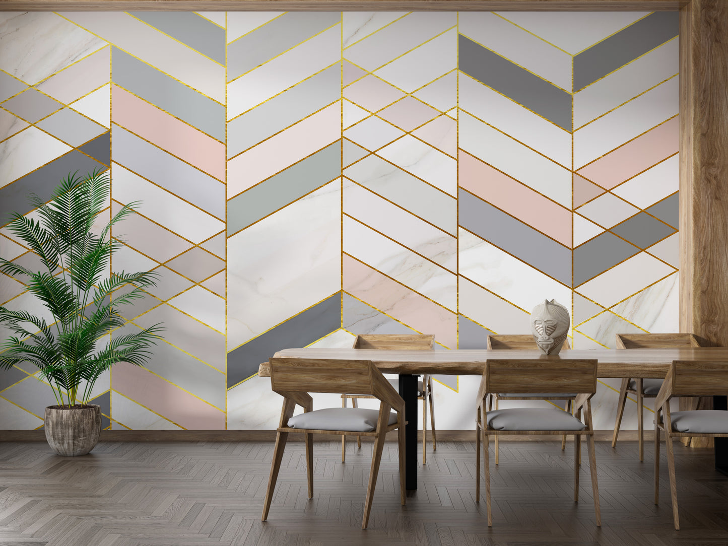 Geometric Shape Golden Effect Marble wallpaper murals