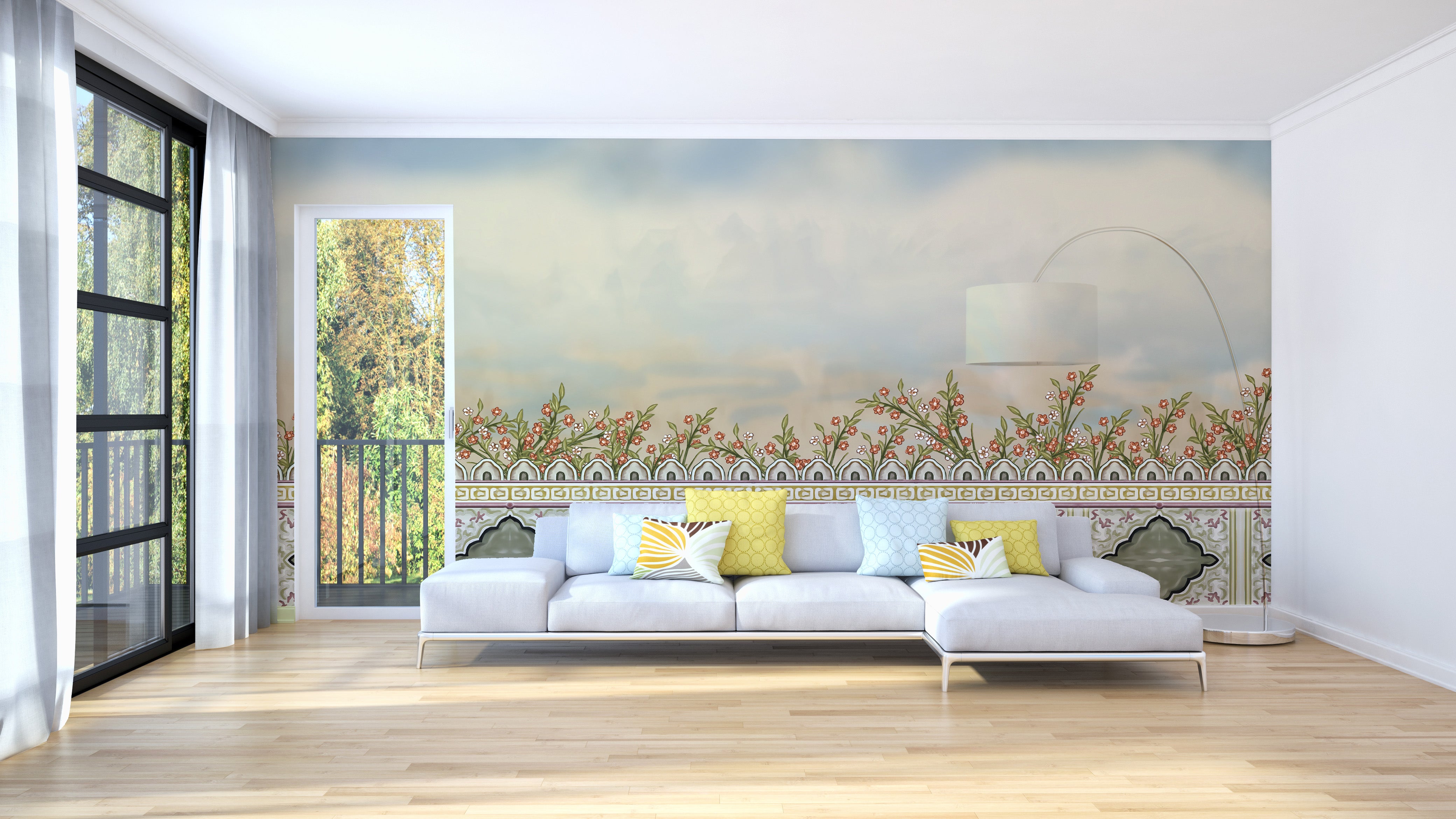 Intricate Mughal garden wallpaper mural