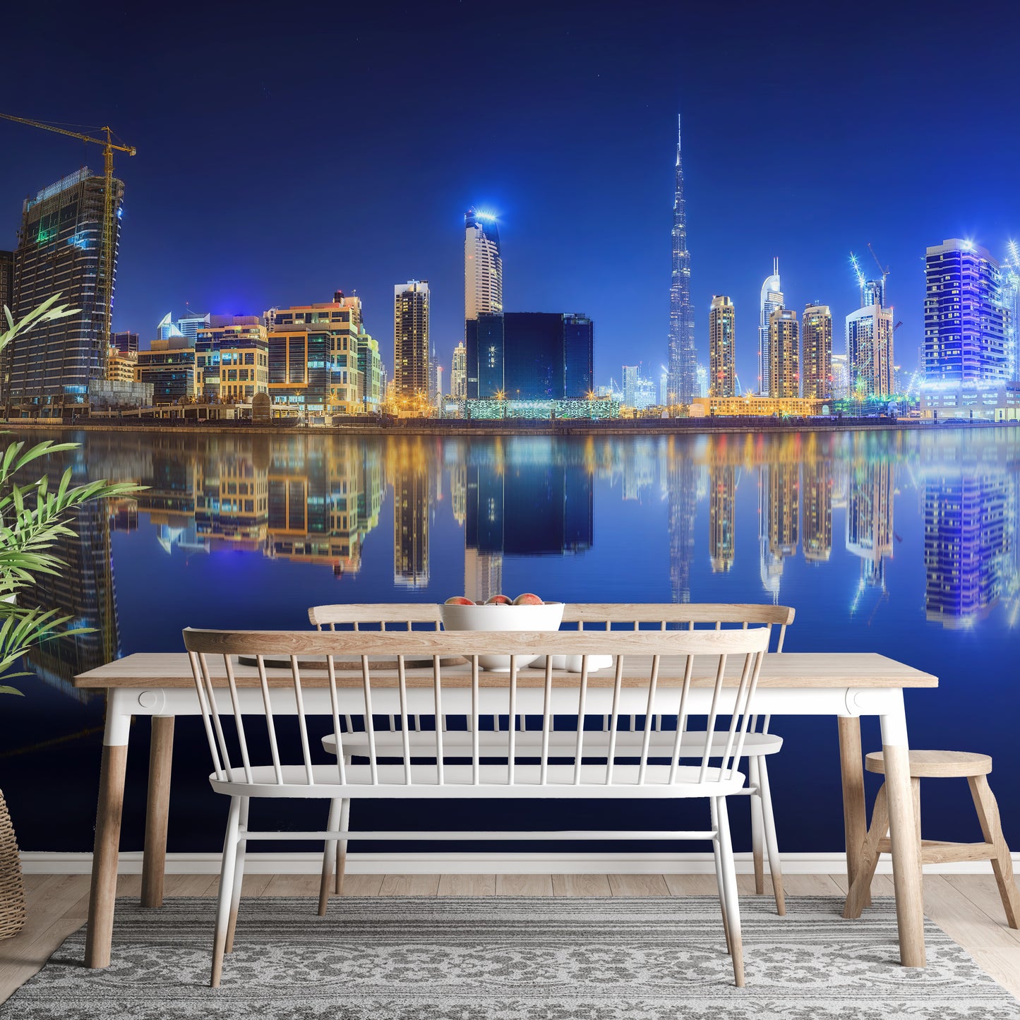 Panoramic Dubai in Night Wallpaper Murals