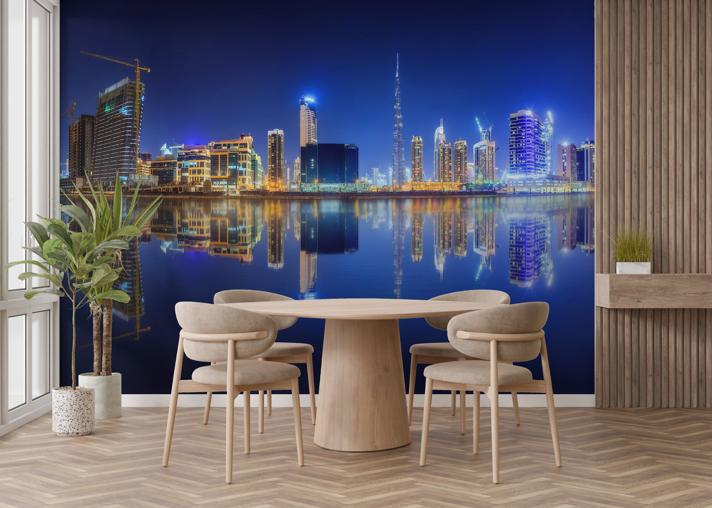 Panoramic Dubai in Night Wallpaper Murals