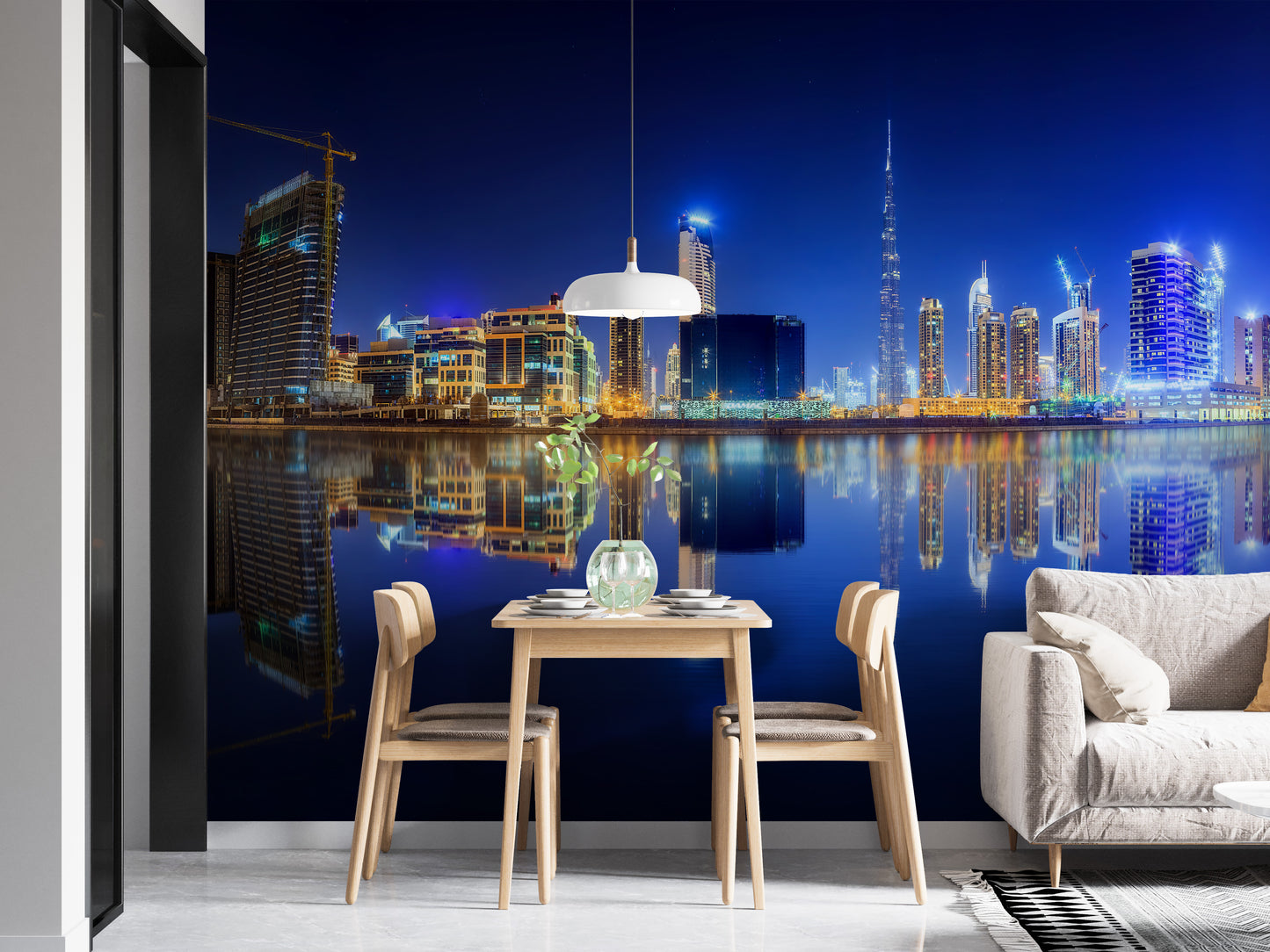 Panoramic Dubai in Night Wallpaper Murals