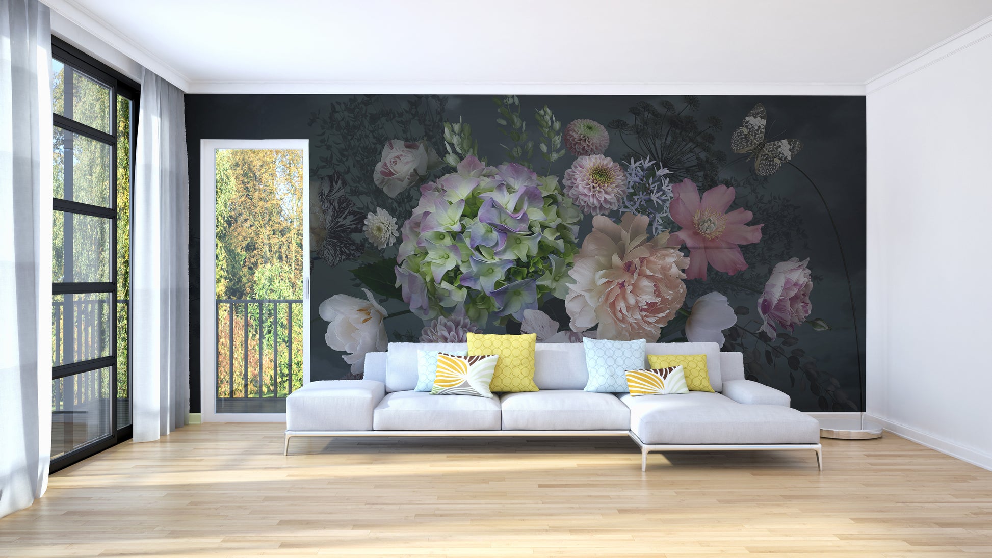 Peel-and-stick peonies for your walls