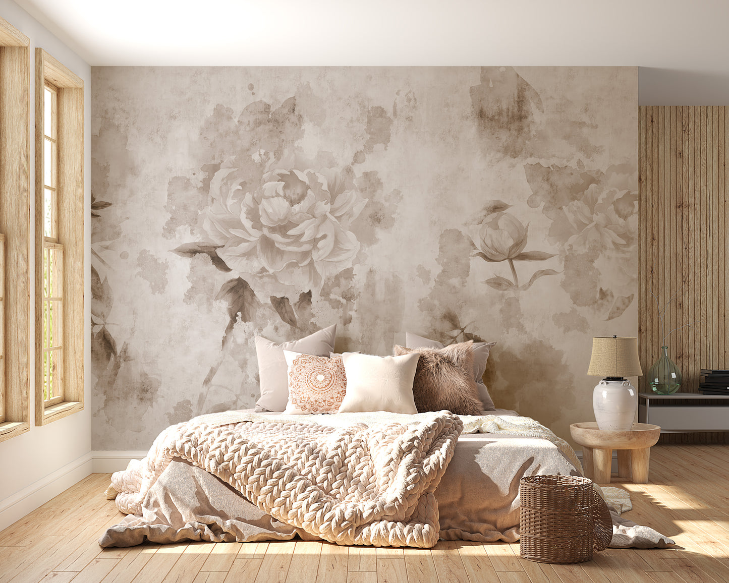 Sophisticated sepia flower wall decor