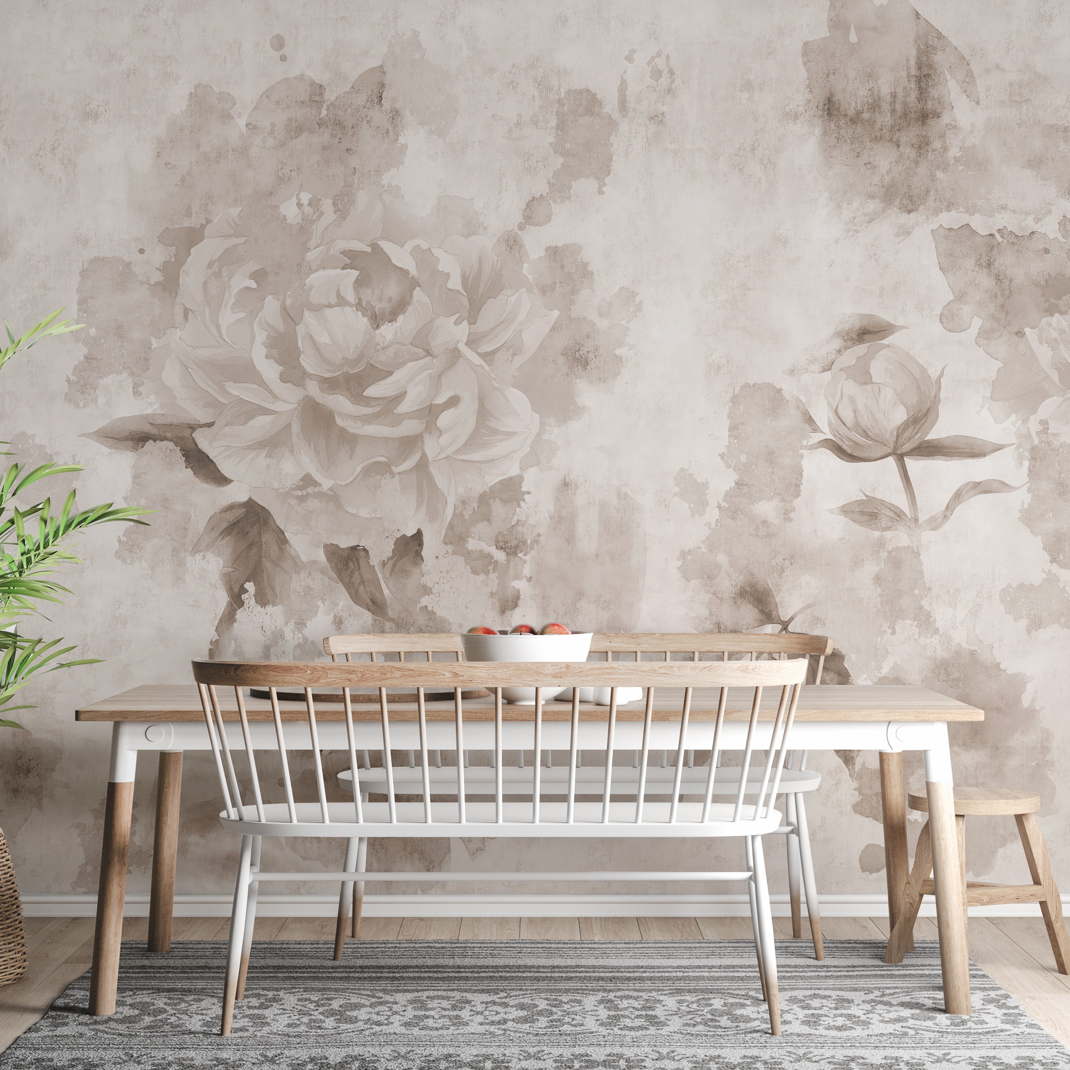 Timeless sepia peony flower wallpaper