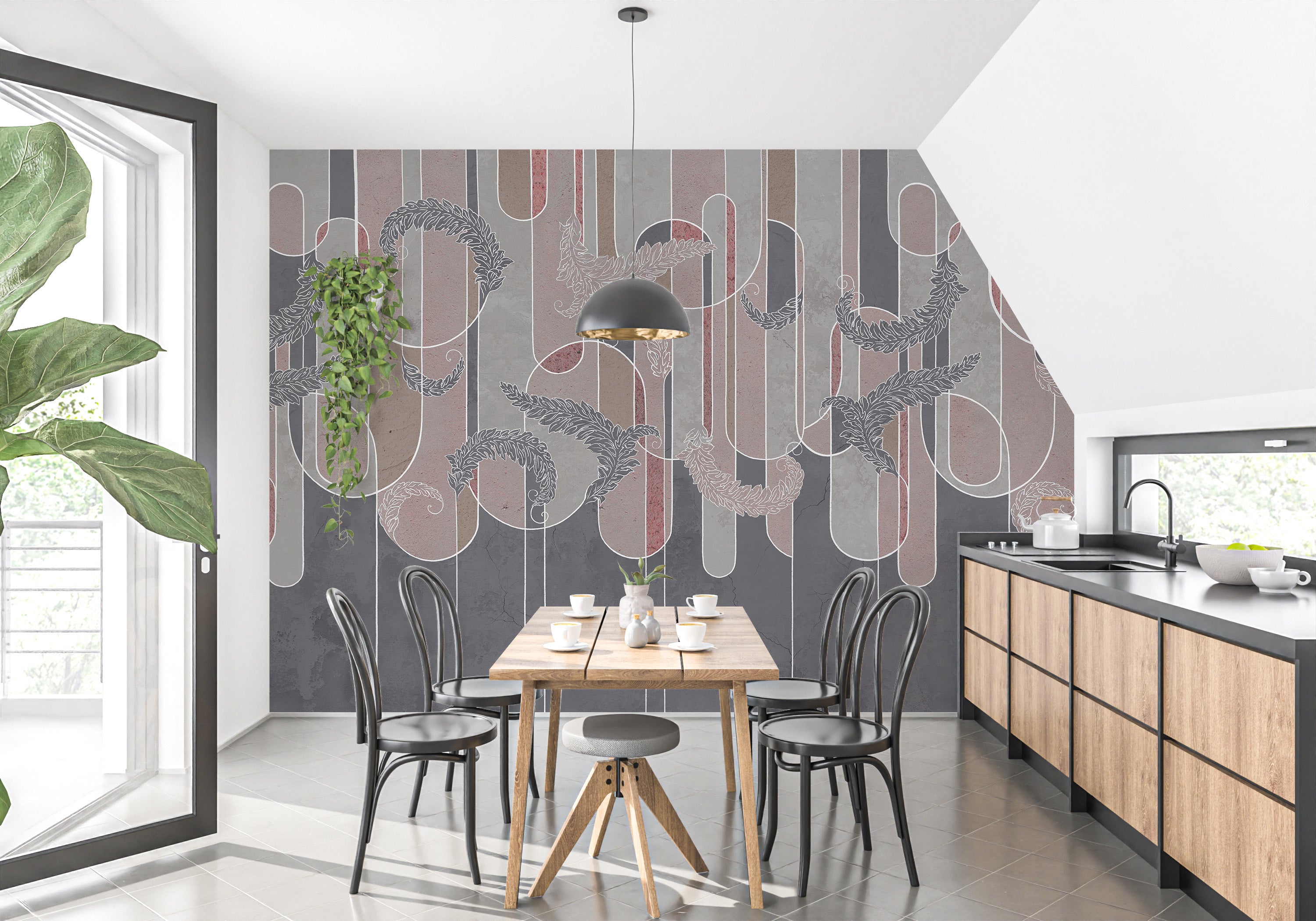 Modern concrete wallpaper with chic lines