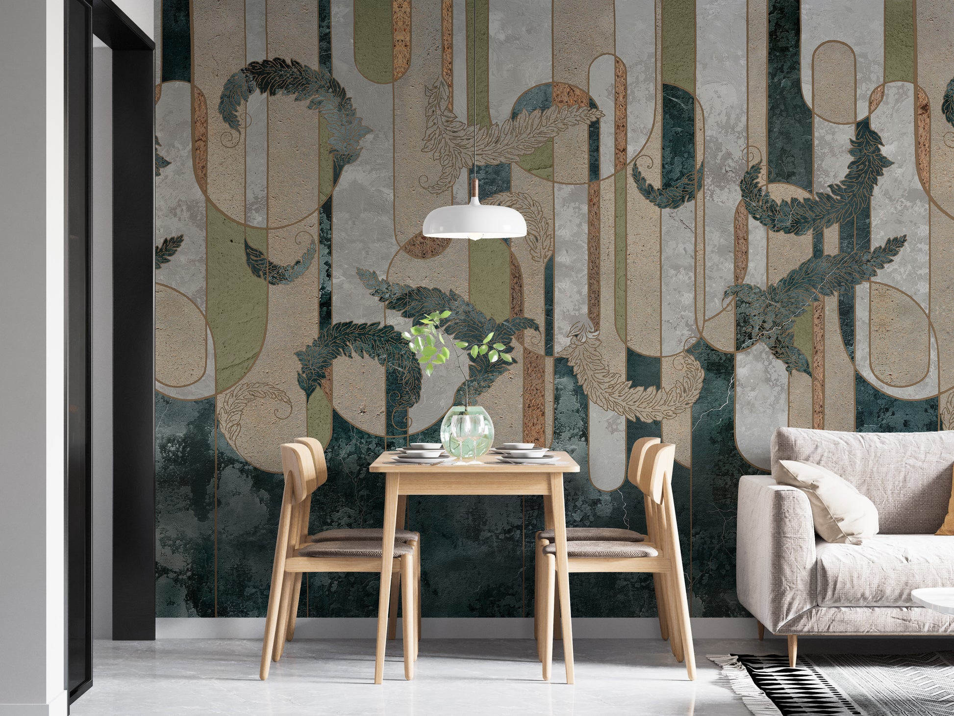 Stylish wallpaper with urban green accents