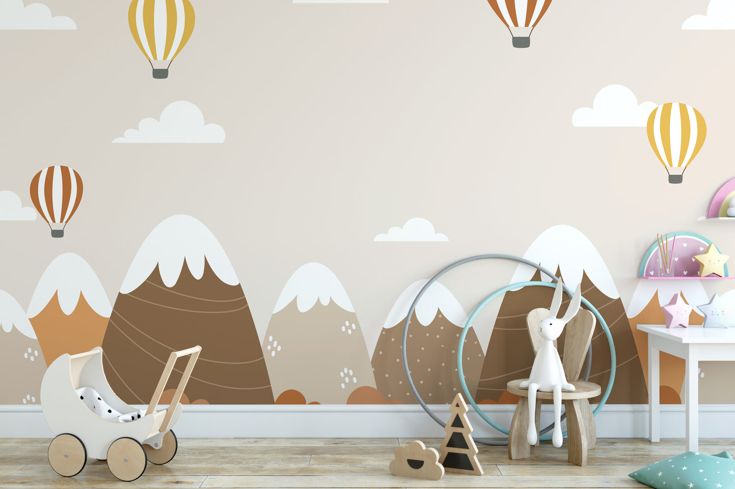 Reusable kids mural with mountains