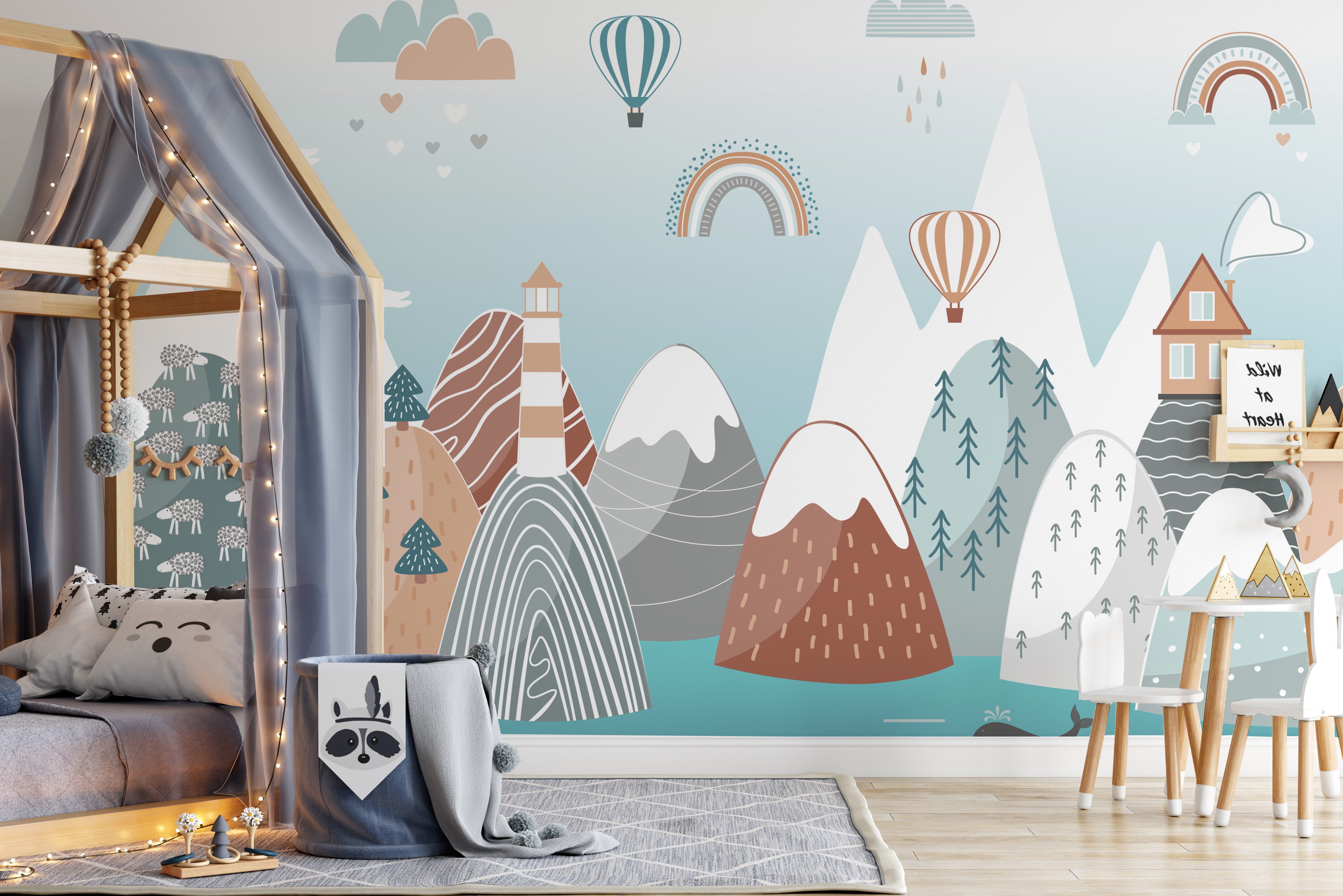 Whimsical mountain wallpaper