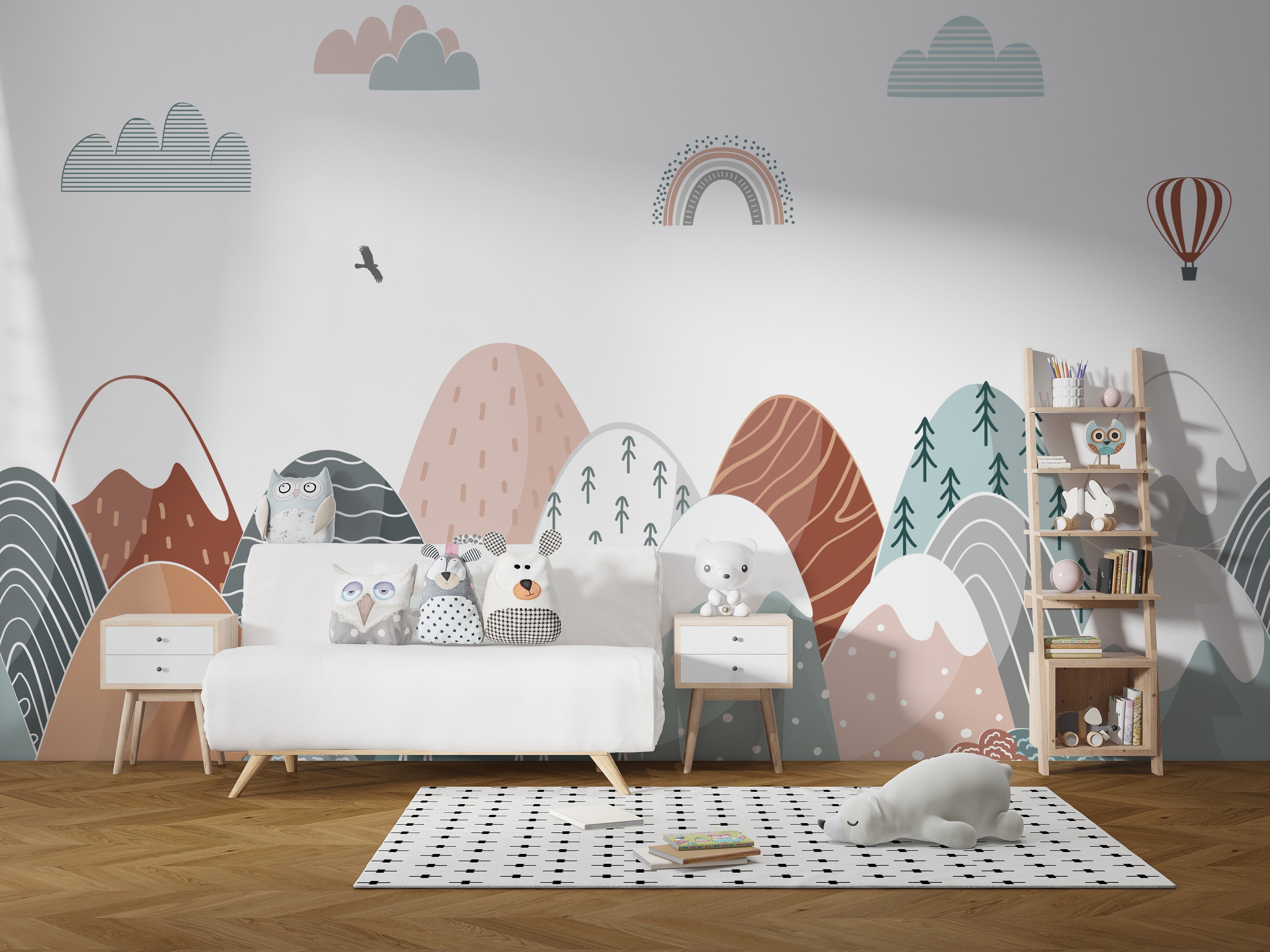 Whimsical mountain wallpaper for vibrant decor