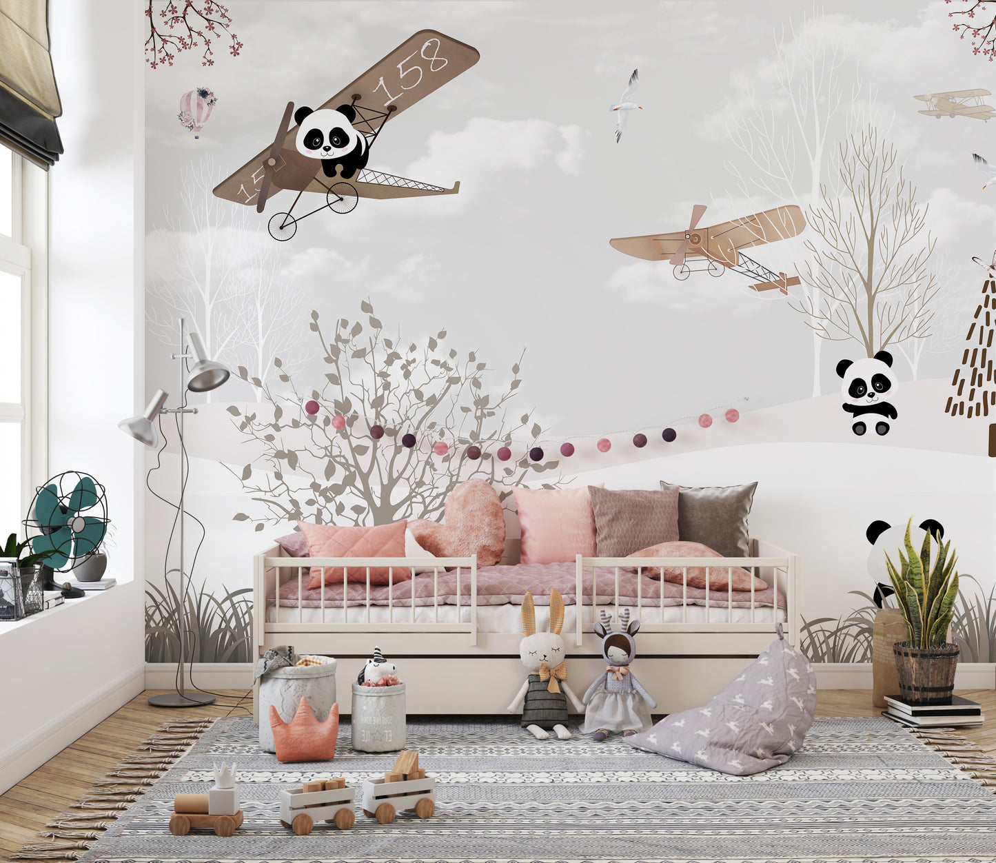 Playing pandas wallpaper murals