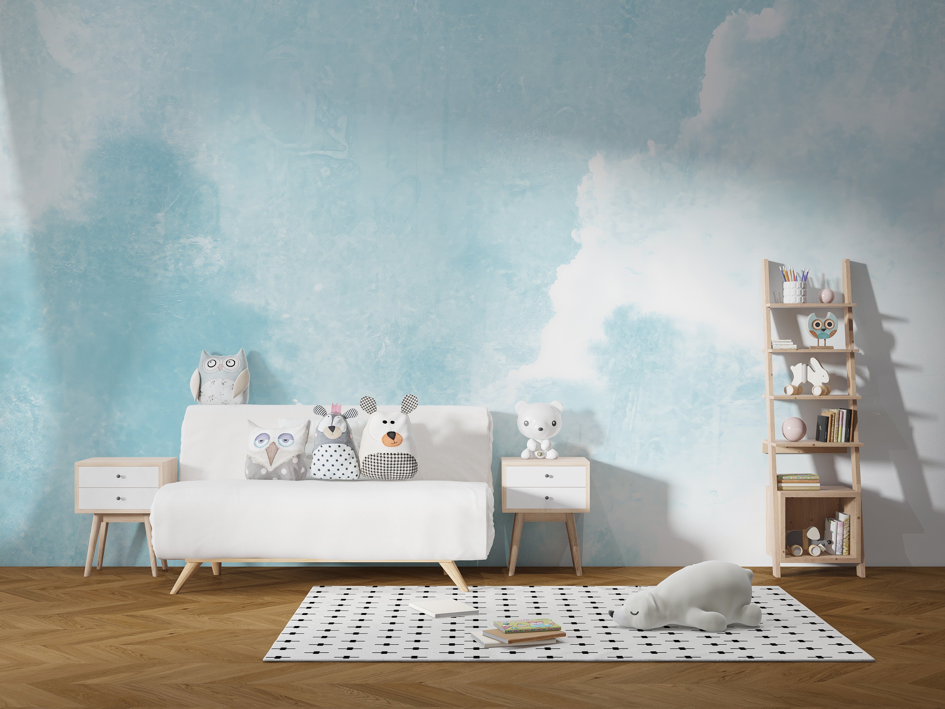 Whimsical watercolor clouds wallpaper