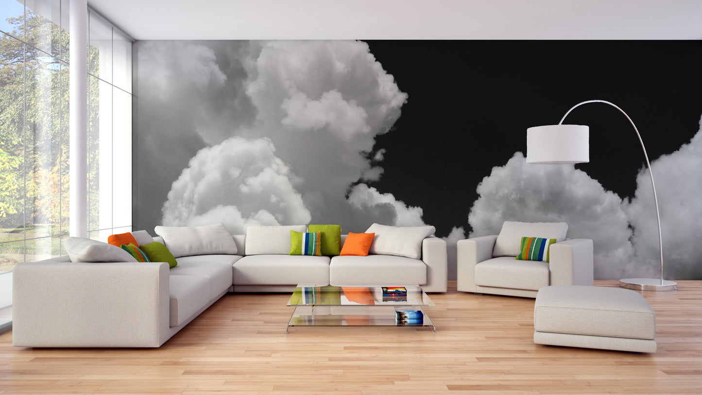 Black and white Clouds Wallpaper Mural