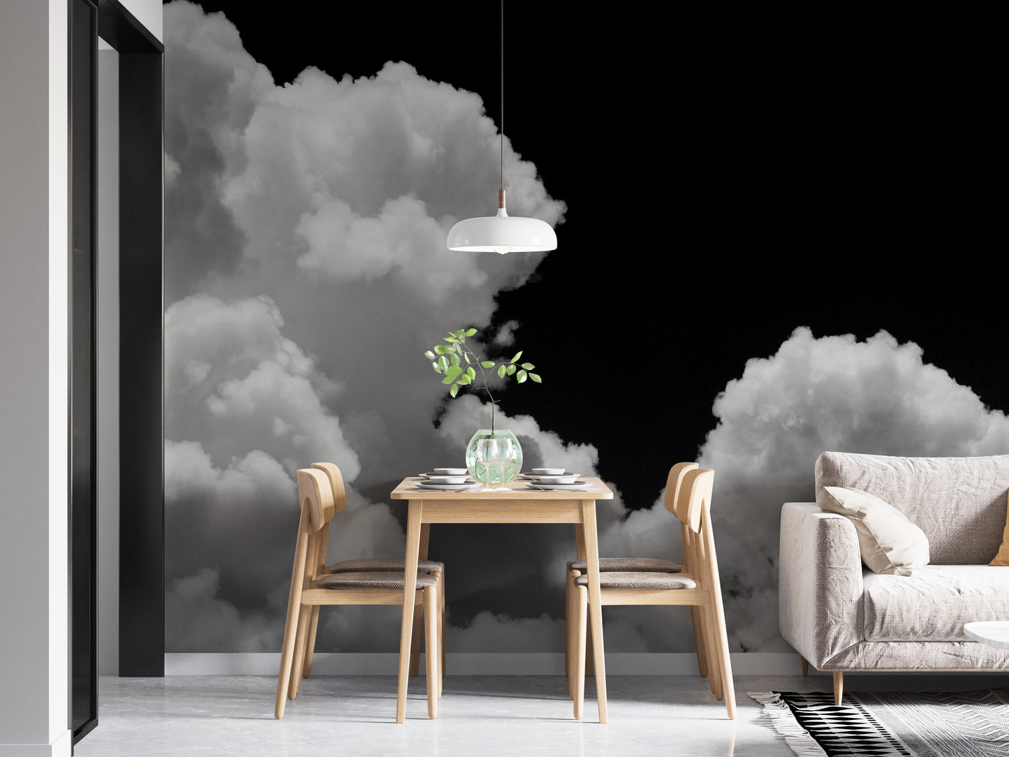 Black and white Clouds Wallpaper Mural