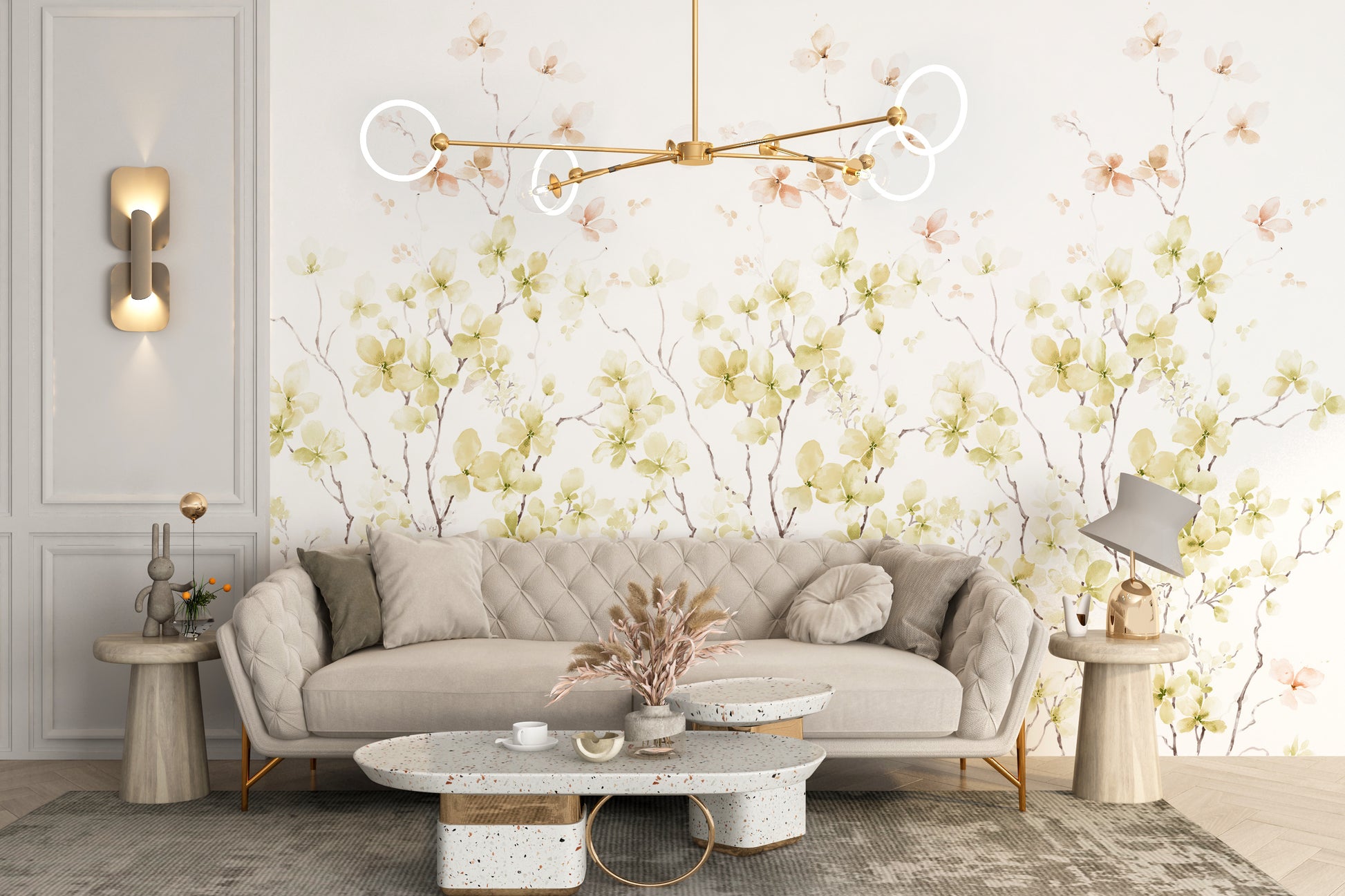 Fresh spring floral watercolor wallpaper