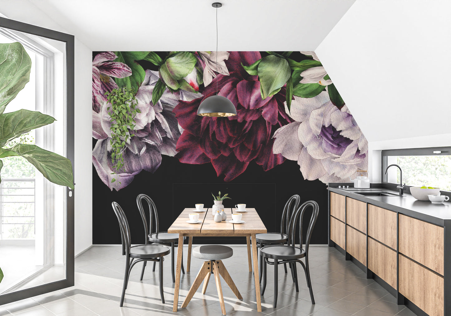 Dark Peonies flowers Wallpaper Murals