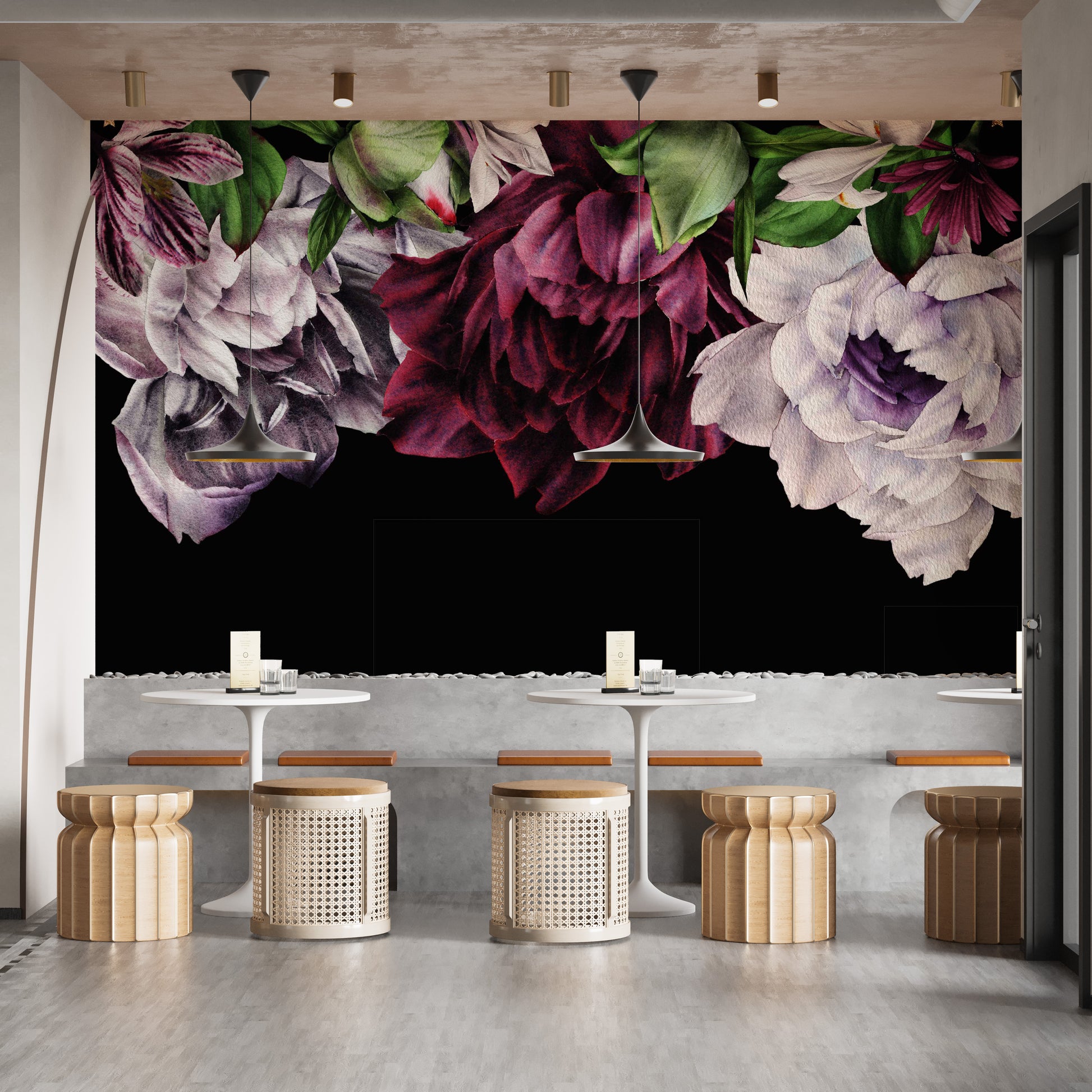 Peony wallpaper mural with vivid details